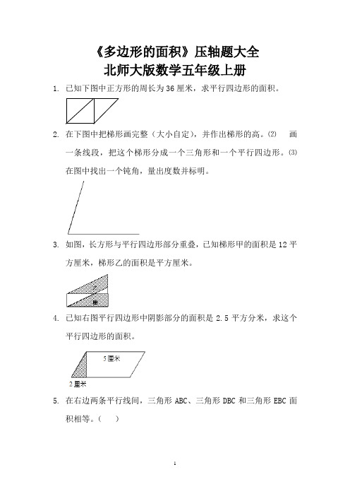 《多边形的面积》压轴题大全  北师大版数学五年级上册 (6)