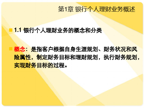 第一章银行个人理财业务概述课件