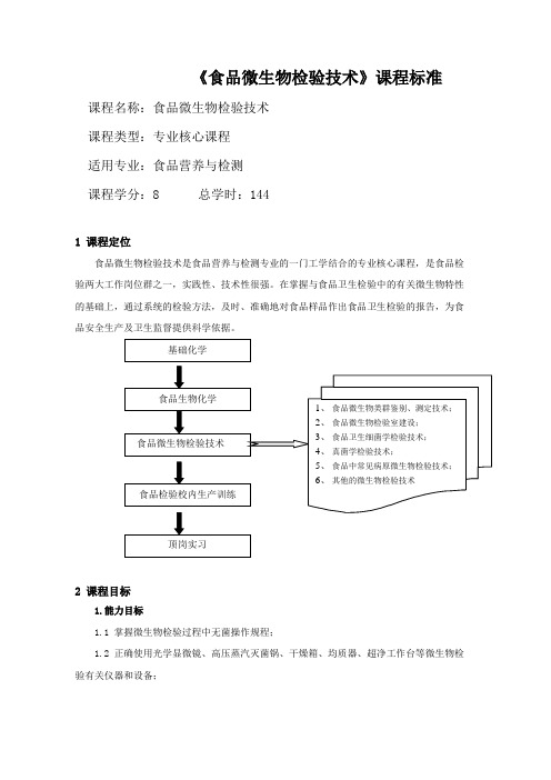 《食品微生物检验技术》课程标准 2