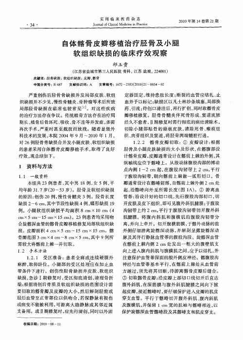 自体髂骨皮瓣移植治疗胫骨及小腿软组织缺损的临床疗效观察