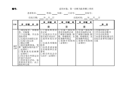 肱骨髁上骨折临床路径