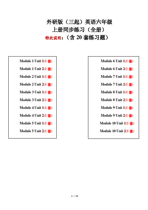 外研版(三起)英语六年级上册全册同步练习(20套)附答案