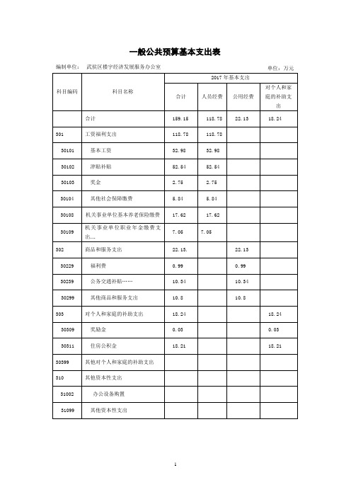 一般公共预算基本支出表