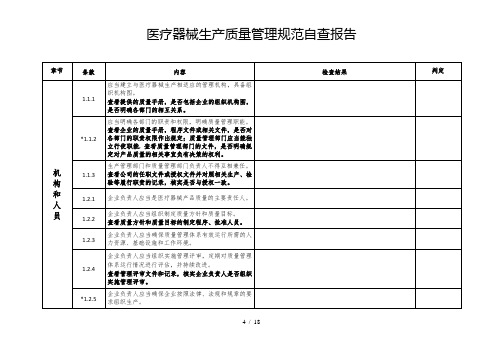 医疗器械生产质量管理规范内审检查表