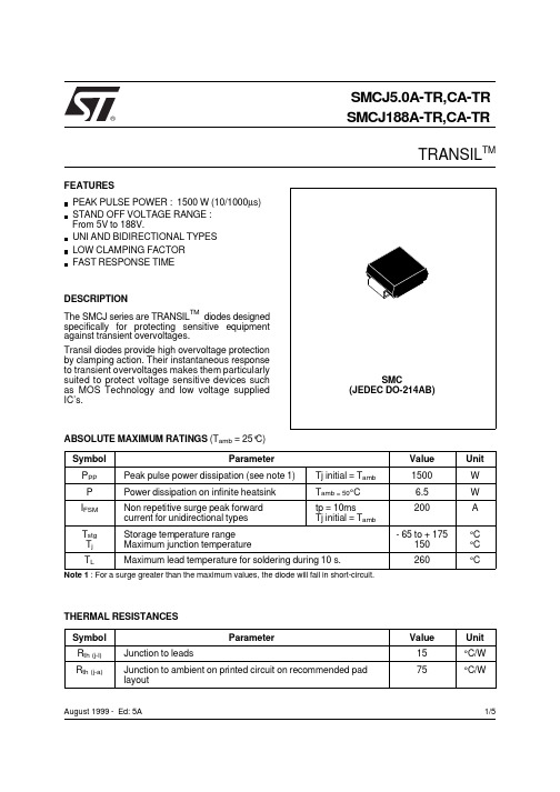 SMCJ24A-TR中文资料