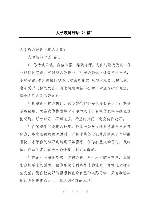 大学教师评语(4篇)