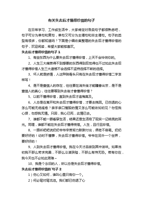 有关失去后才懂得珍惜的句子