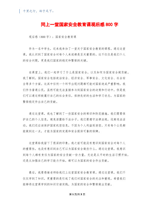 同上一堂国家安全教育课观后感800字