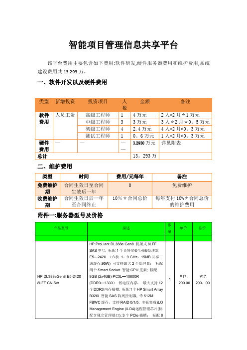 软件项目报价表