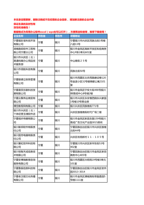 2020新版宁夏银川软件企业公司名录名单黄页联系方式大全55家