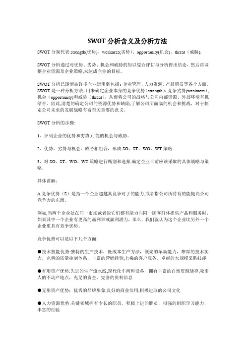 SWOT分析含义及分析方法