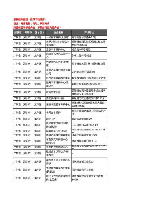 新版广东省深圳市龙华区汽车保养企业公司商家户名录单联系方式地址大全182家