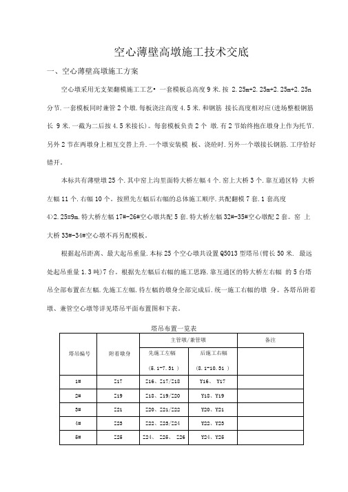 空心薄壁墩施工技术和安全交底