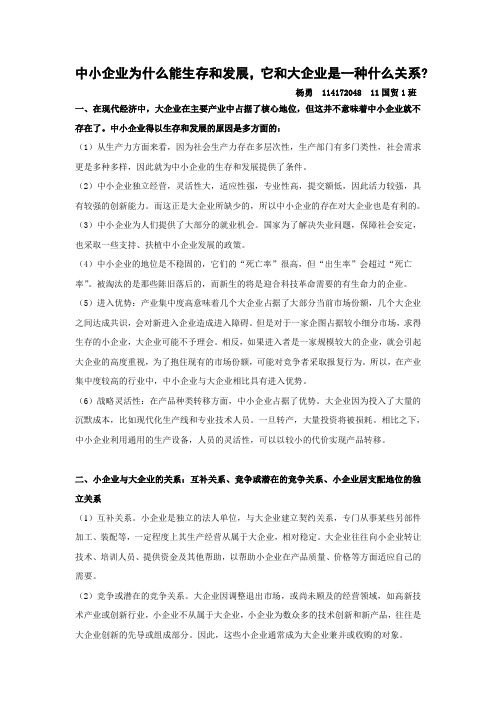 中小企业为什么能生存和发展,它和大企业是一种什么关系