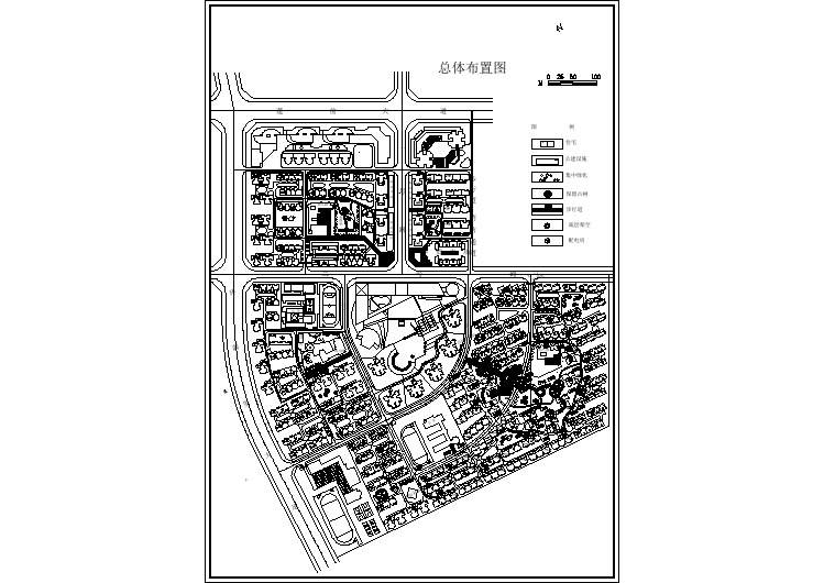 某地居住区详细规划总平面图（含图例）