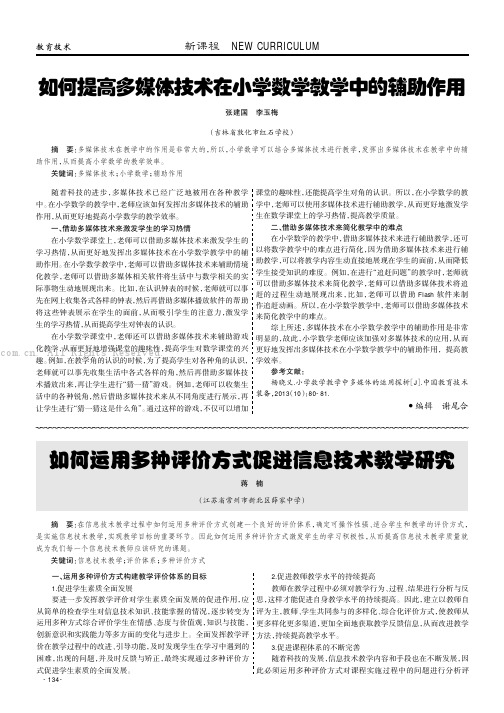 如何运用多种评价方式促进信息技术教学研究