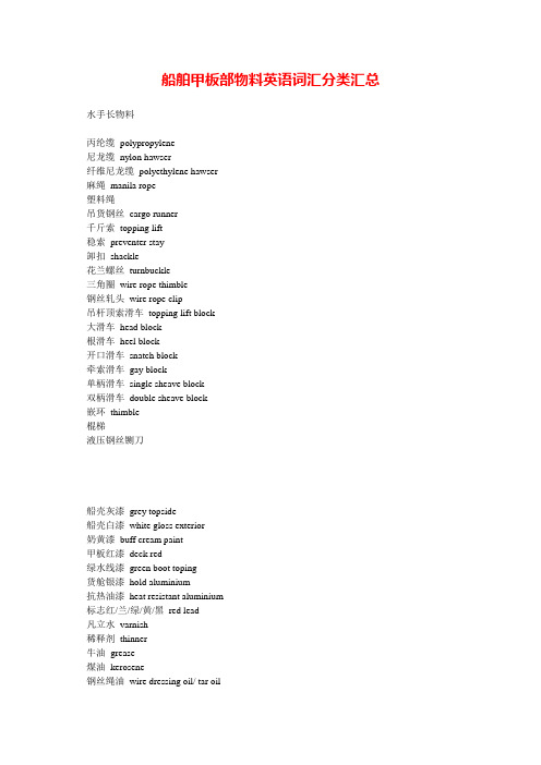 船舶甲板部物料英语词汇分类汇总