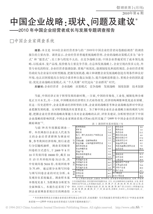 中国企业战略_现状_问题及建议__省略_企业经营者成长与发展专题调查报告_武亚军