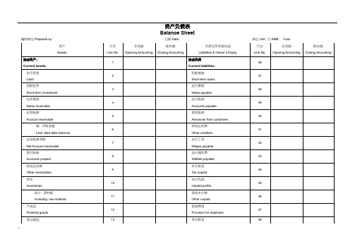 资产负债表_模板一(中英对照)