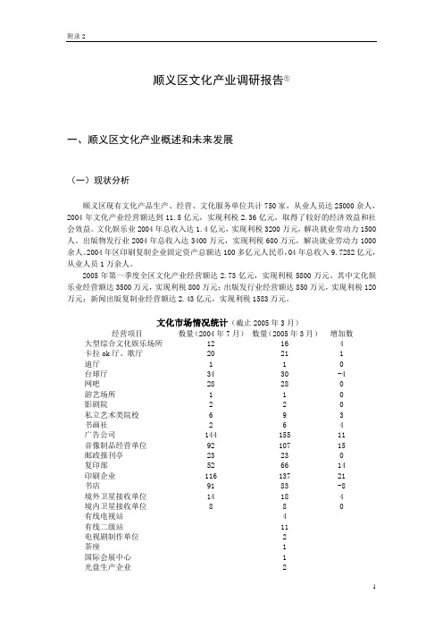 顺义区文化产业调研报告