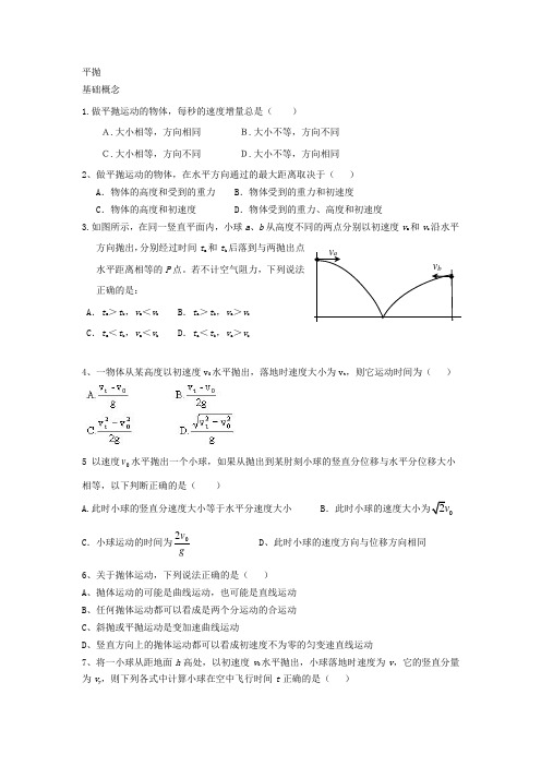 高一物理平抛运动分类经典习题