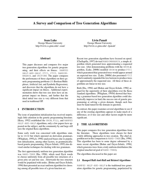 A survey and comparison of tree generation algorithms