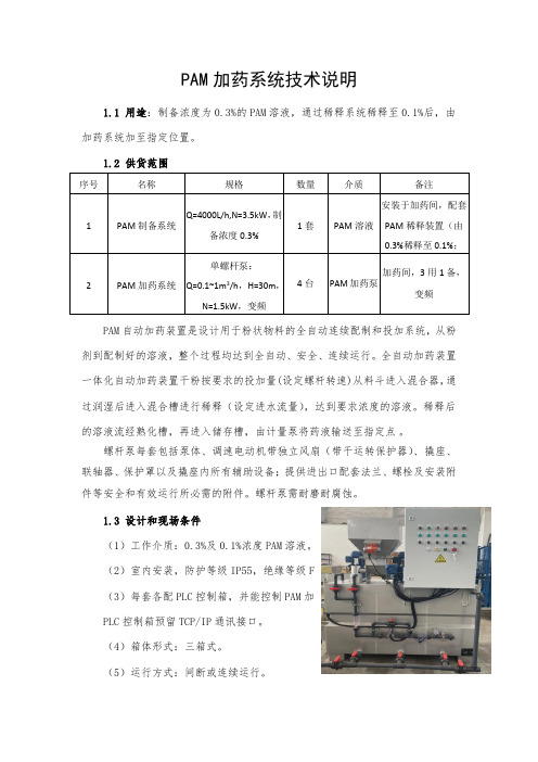 PAM加药系统技术说明2024版