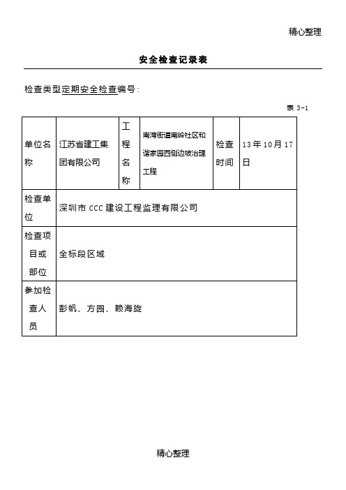 工地安全检查记录表(周检查)