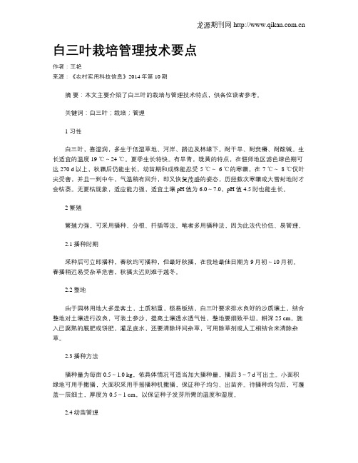 白三叶栽培管理技术要点