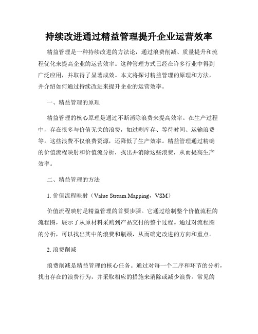 持续改进通过精益管理提升企业运营效率