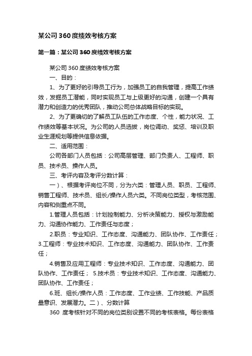 某公司360度绩效考核方案