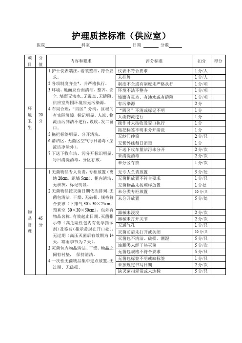 护理质控标准(供应室)