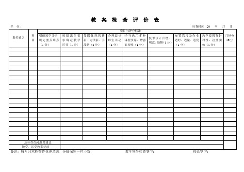 教案检查记录表