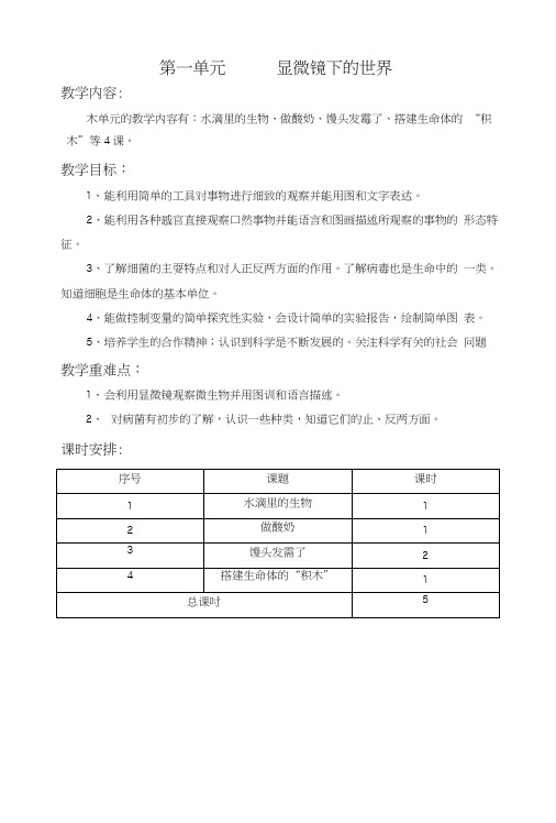 苏教版六年级科学教案.docx