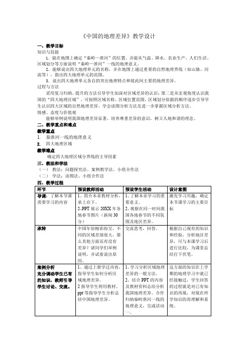 第五章中国的地理差异教案