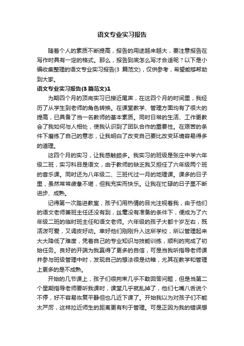 语文专业实习报告（3篇范文）