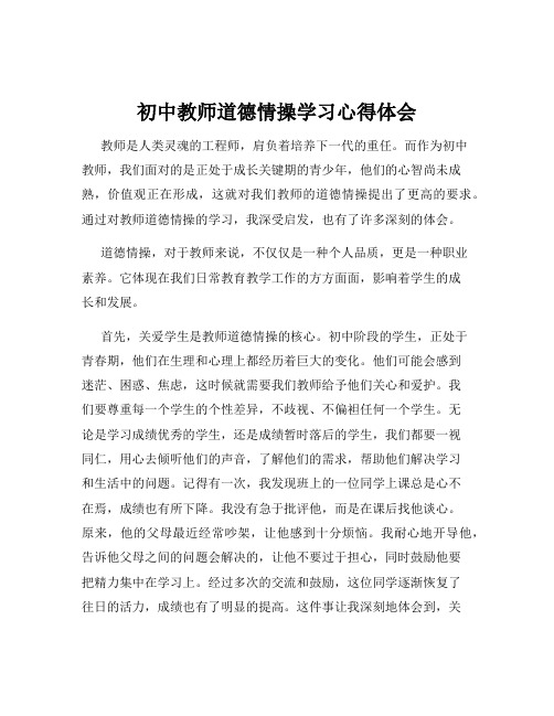 初中教师道德情操学习心得体会