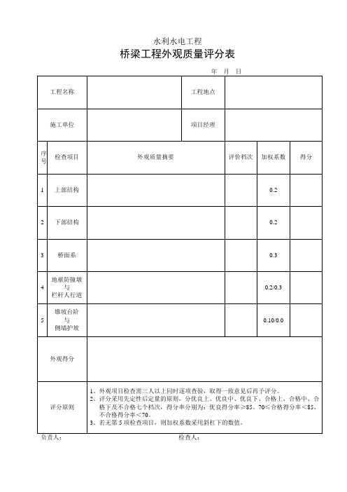 桥梁工程评分表