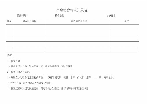 学生宿舍检查记录表