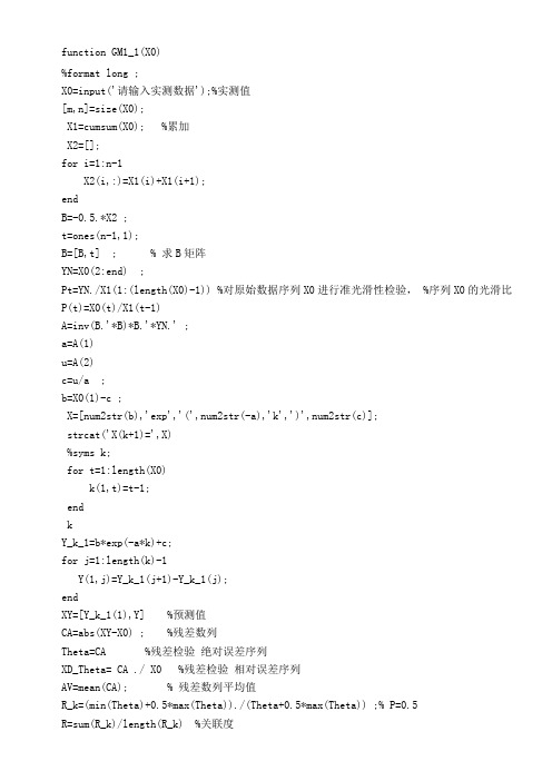 灰色预测系统基于GM(1-1)的matlab程序