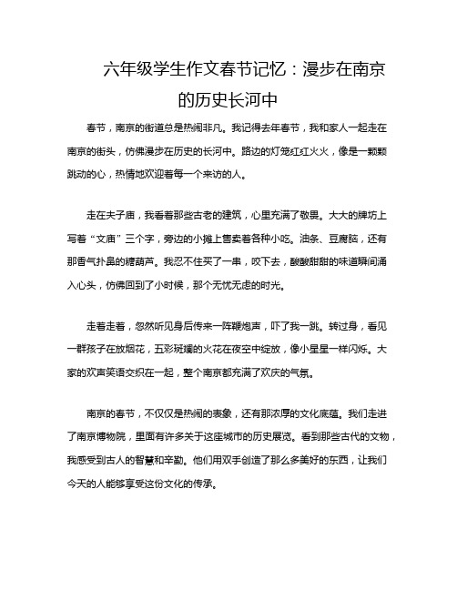 六年级学生作文春节记忆：漫步在南京的历史长河中