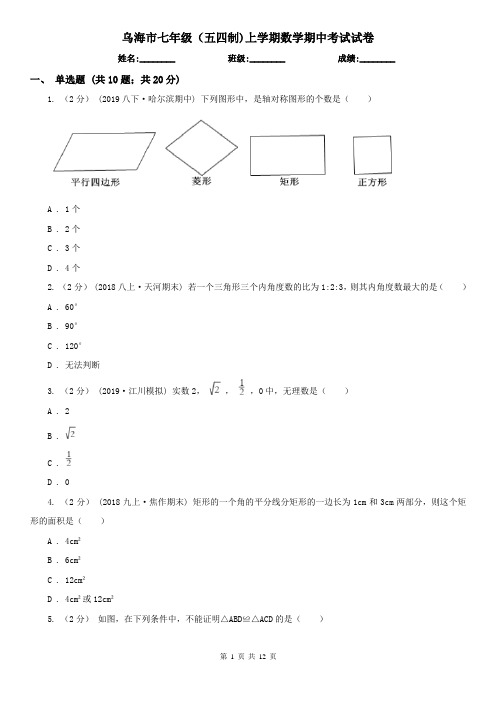 乌海市七年级(五四制)上学期数学期中考试试卷