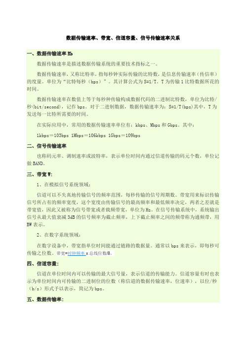 带宽数据通信速率等关系