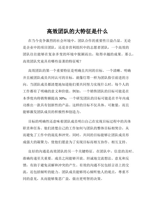 高效团队的大特征是什么