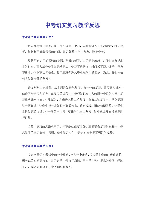 中考语文复习教学反思