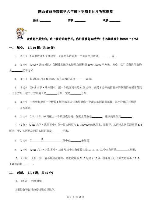 陕西省商洛市数学六年级下学期5月月考模拟卷