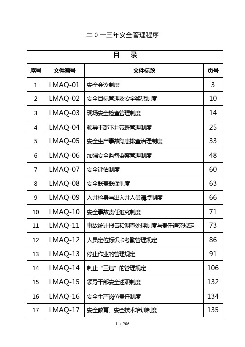 煤矿安全管理程序