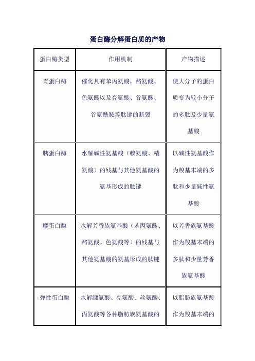 蛋白酶分解蛋白质的产物