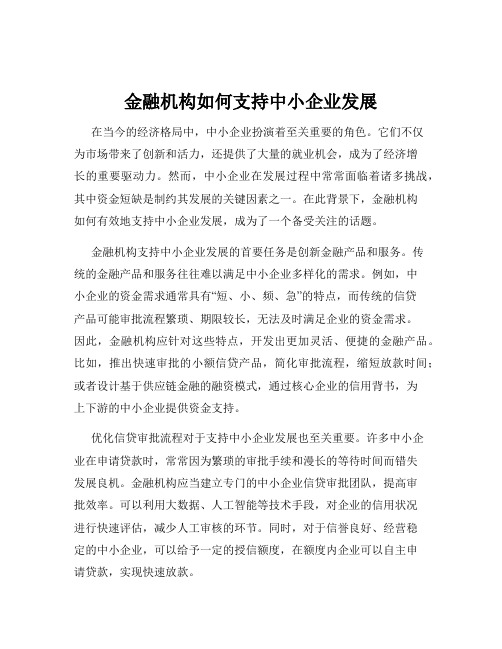 金融机构如何支持中小企业发展