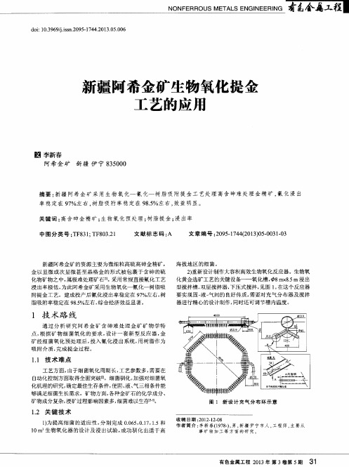 新疆阿希金矿生物氧化提金工艺的应用